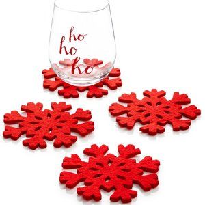 The Cellar Christmas Ornament Coasters Set of 4 Snowflake Set of 4 Red or Green